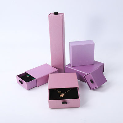 Fabricação por atacado Eco Amigável presente de alta qualidade Caixa de jóias Personalizado Custom Ring Necklace Brinco Pulseira Embalagem Papel de Papel Roxo Caixa de jóias com logotipo