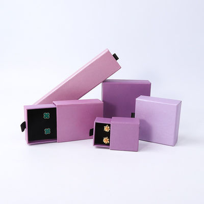 Fabricação por atacado Eco Amigável presente de alta qualidade Caixa de jóias Personalizado Custom Ring Necklace Brinco Pulseira Embalagem Papel de Papel Roxo Caixa de jóias com logotipo