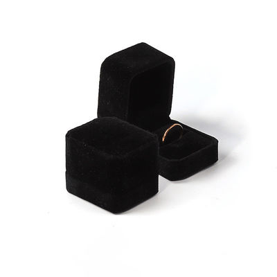 Caixa de anel de casamento personalizado de veludo preto Duplo Eco-friendly