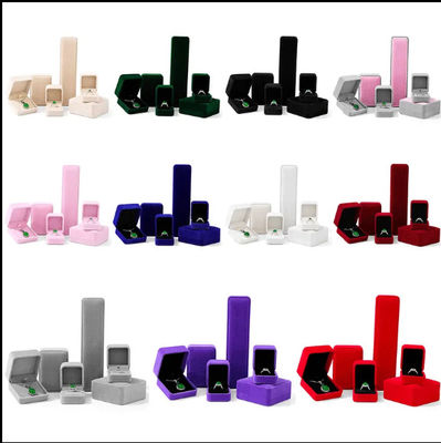 Caixa de Anéis Duplos de Luxo Personalizado Custom Velvet High End Joalharia Anel de Noivado Caixa de Embalagem