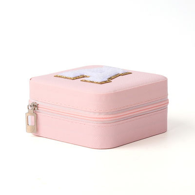 Caixa portátil de guarda de jóias de cor rosa de couro em PU