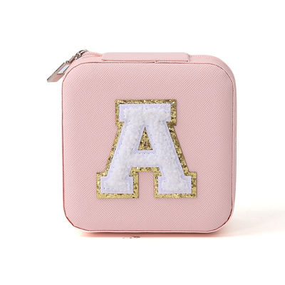 Caixa portátil de guarda de jóias de cor rosa de couro em PU