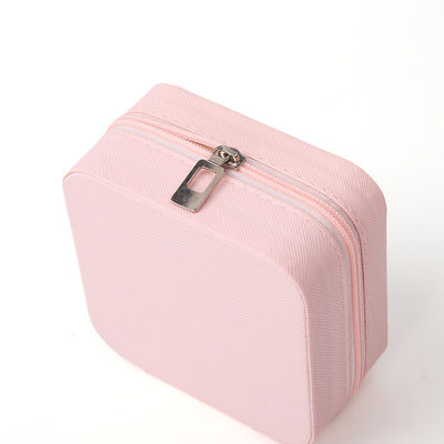 Caixa portátil de guarda de jóias de cor rosa de couro em PU