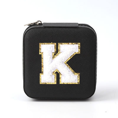 Luxury Jewellery Gift Storage Box Custom Logo Portátil Pequeno Couro Preto Organizador de Viagem Case