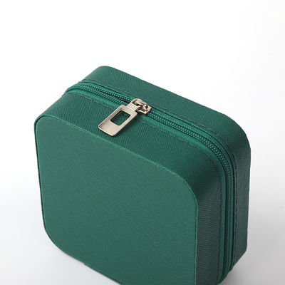 Caixa de armazenamento de jóias de presente portátil personalizada de couro pequeno verde escuro Organizador de jóias Caixa de armazenamento de jóias