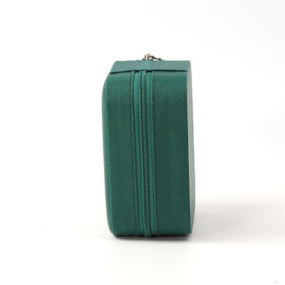 Caixa de armazenamento de jóias de presente portátil personalizada de couro pequeno verde escuro Organizador de jóias Caixa de armazenamento de jóias