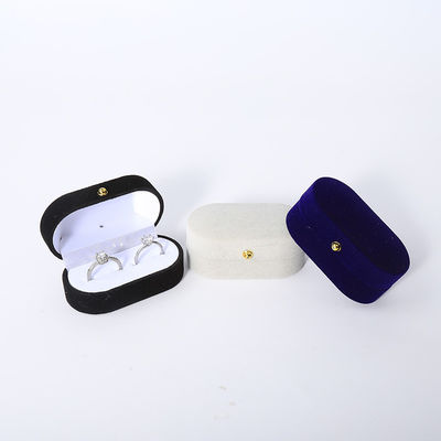 Embalagem de caixa de anel de veludo personalizada para joias de casamento e noivado