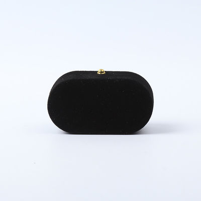 Personalizado Custom Black Velvet Jewelry Embalagem Casamento Noivado Anel Duplo Luxury Jewelry Box