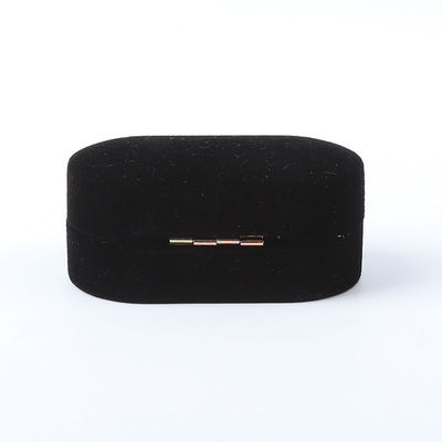 Personalizado Custom Black Velvet Jewelry Embalagem Casamento Noivado Anel Duplo Luxury Jewelry Box