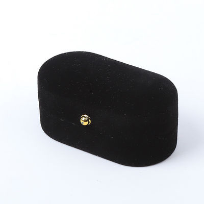 Personalizado Custom Black Velvet Jewelry Embalagem Casamento Noivado Anel Duplo Luxury Jewelry Box