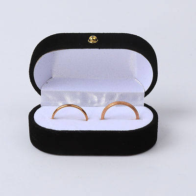 Personalizado Custom Black Velvet Jewelry Embalagem Casamento Noivado Anel Duplo Luxury Jewelry Box