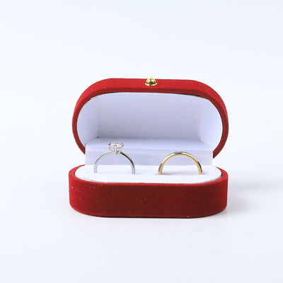 Caixa de jóias de luxo personalizada Custom Red Velvet Jewelry Packaging Casamento Noivado Caixa de anéis duplos