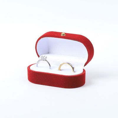 Caixa de jóias de luxo personalizada Custom Red Velvet Jewelry Packaging Casamento Noivado Caixa de anéis duplos
