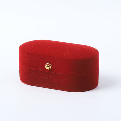 Caixa de jóias de luxo personalizada Custom Red Velvet Jewelry Packaging Casamento Noivado Caixa de anéis duplos