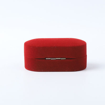 Caixa de jóias de luxo personalizada Custom Red Velvet Jewelry Packaging Casamento Noivado Caixa de anéis duplos