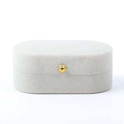 Caixa de jóias de luxo personalizada Custom Gray Velvet Jewelry Packaging Casamento Noivado Caixa de anéis duplos