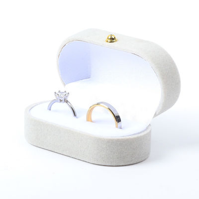 Caixa de jóias de luxo personalizada Custom Gray Velvet Jewelry Packaging Casamento Noivado Caixa de anéis duplos