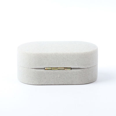 Caixa de jóias de luxo personalizada Custom Gray Velvet Jewelry Packaging Casamento Noivado Caixa de anéis duplos