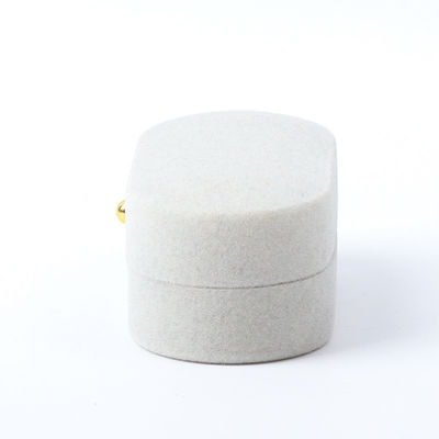 Caixa de jóias de luxo personalizada Custom Gray Velvet Jewelry Packaging Casamento Noivado Caixa de anéis duplos
