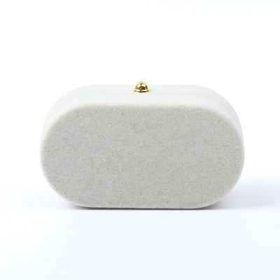 comprar Caixa de jóias de luxo personalizada Custom Gray Velvet Jewelry Packaging Casamento Noivado Caixa de anéis duplos online manufacture
