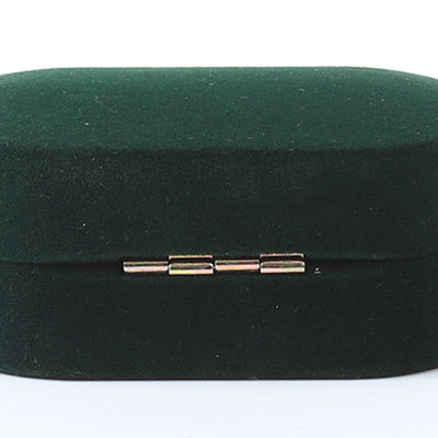 Wholesale Manufacturing Luxury Jewelry Box Personalized Custom Green Velvet Jewelry Packaging Engajamento de casamento caixa de anel duplo com logotipo