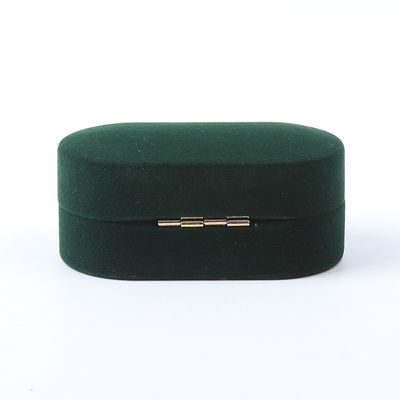 Wholesale Manufacturing Luxury Jewelry Box Personalized Custom Green Velvet Jewelry Packaging Engajamento de casamento caixa de anel duplo com logotipo