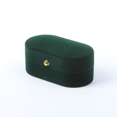 Wholesale Manufacturing Luxury Jewelry Box Personalized Custom Green Velvet Jewelry Packaging Engajamento de casamento caixa de anel duplo com logotipo