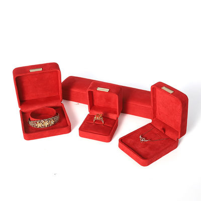 Fabricação por atacado Caixa de jóias de luxo Personalizada Custom High End Necklace Bracelet Brincos Anel conjunto de jóias Embalagem Veludo vermelho Caixa de jóias com logotipo