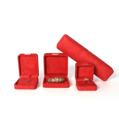 Fabricação por atacado Caixa de jóias de luxo Personalizada Custom High End Necklace Bracelet Brincos Anel conjunto de jóias Embalagem Veludo vermelho Caixa de jóias com logotipo