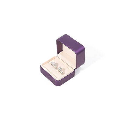 Caixa de jóias de couro roxo premium com impressão em relevo