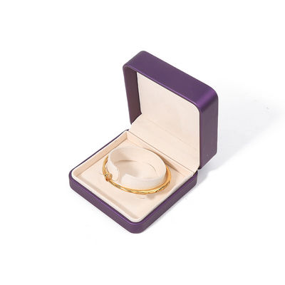 Caixa de jóias de couro roxo premium com impressão em relevo