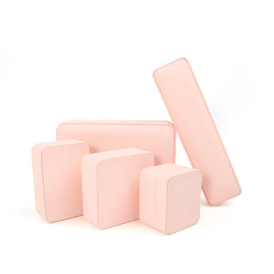 Caixa de Joias de Couro Rosa Premium Personalizável para Armazenamento de Anéis