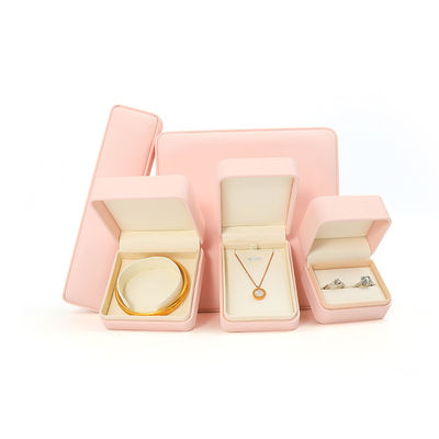 Caixa de Joias de Couro Rosa Premium Personalizável para Armazenamento de Anéis