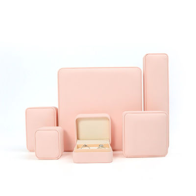 Caixa de Joias de Couro Rosa Premium Personalizável para Armazenamento de Anéis