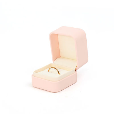 Caixa de Joias de Couro Rosa Premium Personalizável para Armazenamento de Anéis
