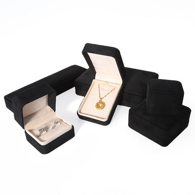 Big Jewelry Set Necklace Bracelet Earrings Ring Packaging Handmade Square Velvet Black Jewelry Box With Logo