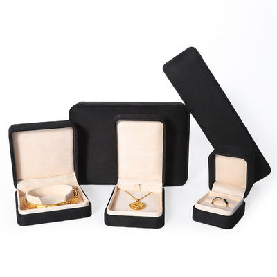 Big Jewelry Set Necklace Bracelet Earrings Ring Packaging Handmade Square Velvet Black Jewelry Box With Logo