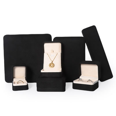 Big Jewelry Set Necklace Bracelet Earrings Ring Packaging Handmade Square Velvet Black Jewelry Box With Logo