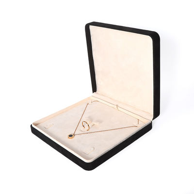 Big Jewelry Set Necklace Bracelet Earrings Ring Packaging Handmade Square Velvet Black Jewelry Box With Logo