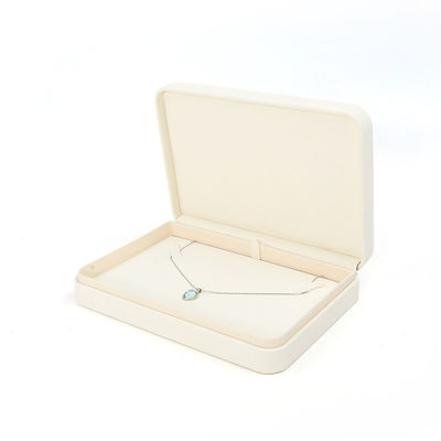 Caixa de embalagem de joias de couro branco quadrado feita à mão Luxo personalizado grande conjunto de joias Caixa para coleira pulseira brincos Anel de embalagem