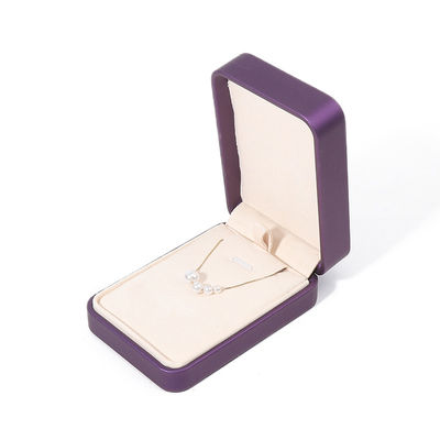 Caixa de Embalagem de Joias de Alta Qualidade Personalizada de Luxo Grande Conjunto de Joias Caixa Colar Pulseira Brincos Anel Embalagem Feito à Mão Quadrado Roxo Couro Caixa de Joias Com Logotipo