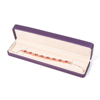 Caixa de Embalagem de Joias de Alta Qualidade Personalizada de Luxo Grande Conjunto de Joias Caixa Colar Pulseira Brincos Anel Embalagem Feito à Mão Quadrado Roxo Couro Caixa de Joias Com Logotipo