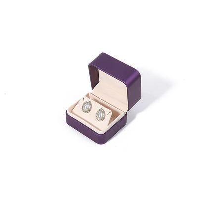Caixa de Embalagem de Joias de Alta Qualidade Personalizada de Luxo Grande Conjunto de Joias Caixa Colar Pulseira Brincos Anel Embalagem Feito à Mão Quadrado Roxo Couro Caixa de Joias Com Logotipo