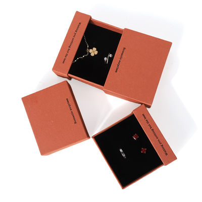 China fabricação por atacado de alta qualidade colar de brincos pulseira caixa de anel de joalharia embalagem personalizada personalizada cartão ecológico cartão papel laca laranja caixa de jóias com logotipo