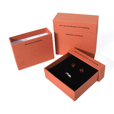 China fabricação por atacado de alta qualidade colar de brincos pulseira caixa de anel de joalharia embalagem personalizada personalizada cartão ecológico cartão papel laca laranja caixa de jóias com logotipo