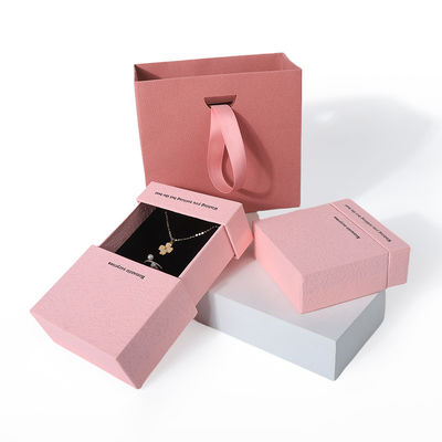 China fabricação por atacado de alta qualidade Colar Brinco Pulseira caixa de anel Embalagem de joias Personalizado Personalizado Ecológico Papelão Papel rosa Gaveta Caixa de joias com logotipo