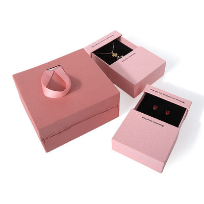China fabricação por atacado de alta qualidade Colar Brinco Pulseira caixa de anel Embalagem de joias Personalizado Personalizado Ecológico Papelão Papel rosa Gaveta Caixa de joias com logotipo
