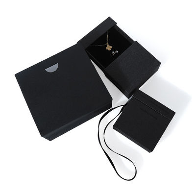 China fabricação por atacado de alta qualidade Colar Brinco Pulseira caixa de anel Embalagem de joias Personalizado Personalizado Ecológico Papelão Papel preto Gaveta Caixa de joias com logotipo