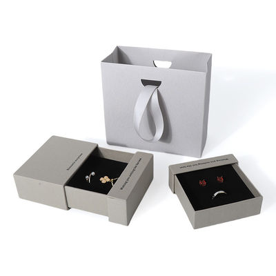 China fabricação por atacado de alta qualidade colarinho brincos pulseira caixa de anel embalagem de jóias personalizado personalizado Eco Amigável cartão papel cinza gaveta de jóias caixa com logotipo