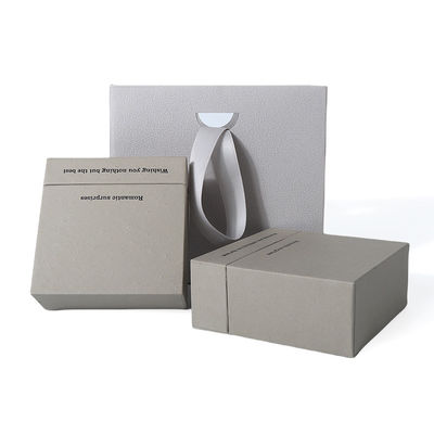 China fabricação por atacado de alta qualidade colarinho brincos pulseira caixa de anel embalagem de jóias personalizado personalizado Eco Amigável cartão papel cinza gaveta de jóias caixa com logotipo